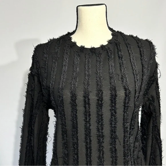 Zara Trafaluc Womens Black Fringe Long Sleeve Shirt - Picture 4 of 12